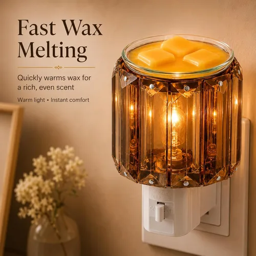 Vista 6 de MeplLivs Warmers Calentador de fragancia enchufable - Enchufe decorativo para calentar velas perfumadas (dorado) Calentador decorativo de cera