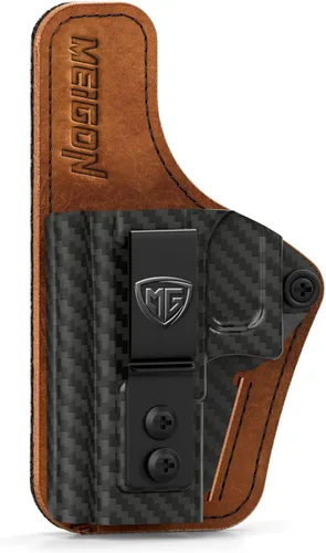 Vista 2 de Funda Taurus G3C con respaldo de almohadilla de espuma, IWB Optics Cut Kydex y funda híbrida de cuero para llevar el apéndice