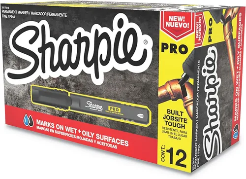 Vista 7 de Sharpie Marcador Permanente Pro, Mediano, Punta de Cincel, Negro, 12 Unidades (2018326)