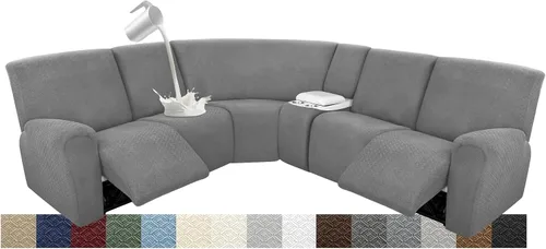 Vista 33 de Fundas para sofá modular reclinable, impermeable, en forma de L, lavable, para sofá reclinable en forma de L, súper elásticas, suaves, para esquinas