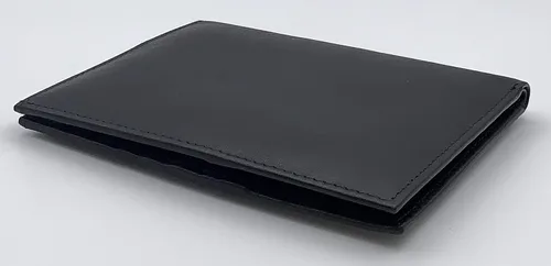 Vista 6 de Soporte para pasaporte de viaje de cuero genuino con bloqueo RFID, Negro -, Cartera Rfid