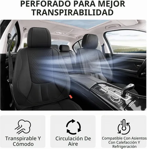 Vista 5 de CAPITAUTO Juego completo de fundas de asiento de automóvil, fundas de asiento negras para automóvil con soporte lumbar, fundas de asiento