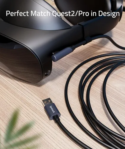 Vista 6 de Syntech Estuche rígido grande con cable de enlace de 16 pies16.4 ft compatible con OculusMeta Quest2