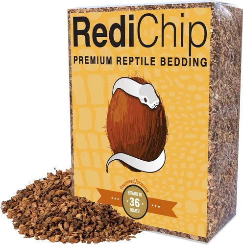 Vista 2 de RediChip - Ropa de cama de reptiles, sustrato de chips de coco mediano suelto, 6 cuartos de galón, mantillo de cáscara de coco para hábitat