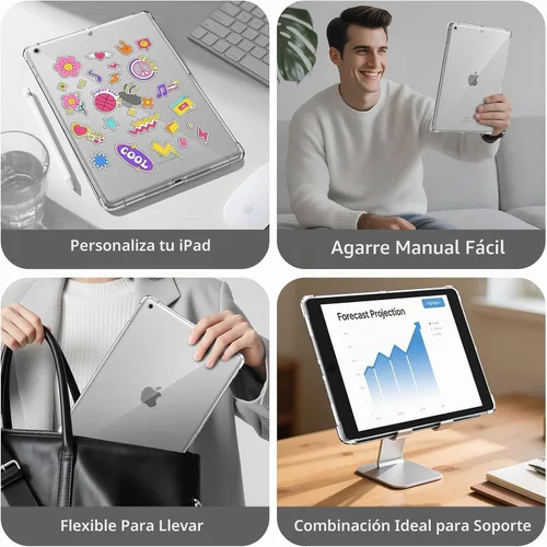 Vista 7 de Blosomeet Funda transparente para iPad de 9ª generación 2021 y iPad de 8ª generación 2020 y iPad de 7ª generación 2019 de 10.2 pulgadas con diseño