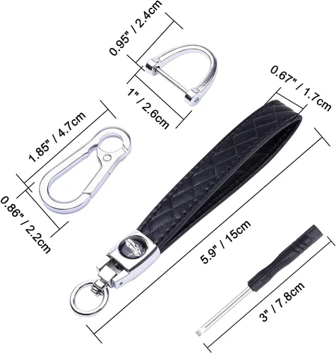 Vista 5 de Wisdompro Llavero de Cuero de Microfibra para Automóvil, Llavero Universal de Llave Fob Portallaves de Cuero con 3 Llaveros y 1 Destornillador