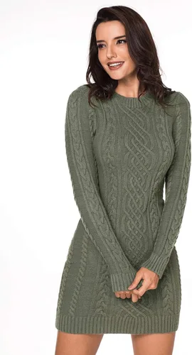 Vista 2 de LaSuiveur - Vestido de punto trenzado, de manga larga, corte entallado, suéter para mujer.