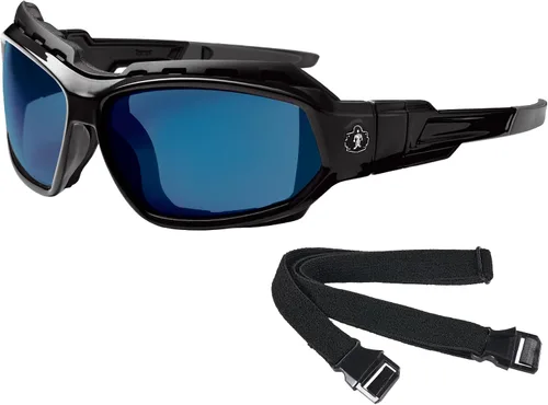 Vista 10 de Ergodyne Skullerz LOKI - Spogles de seguridad convertibles, incluye junta de espuma y correa para convertir en gafas, ANSI z87.1