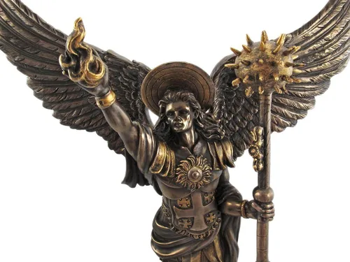 Vista 3 de Pacific Giftware PTC - Figura de estatua religiosa de resina de Arcángel Uriel con lanza de 12.75 pulgadas