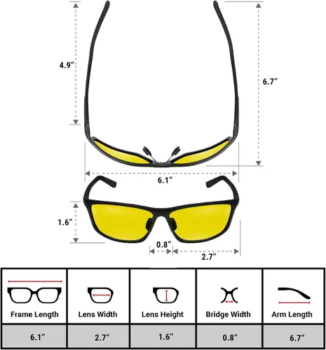Vista 4 de BLUPOND Gafas de conducción nocturna para hombres/mujeres - HD Yellow Vision para máxima claridad - Rally Negro