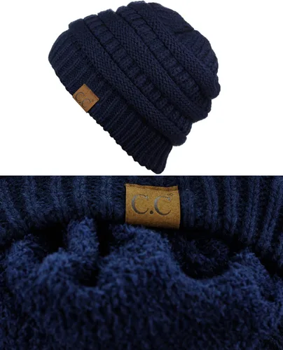 Vista 93 de C.C Trendy Warm Chunky Soft Stretch Cable Knit Beanie
