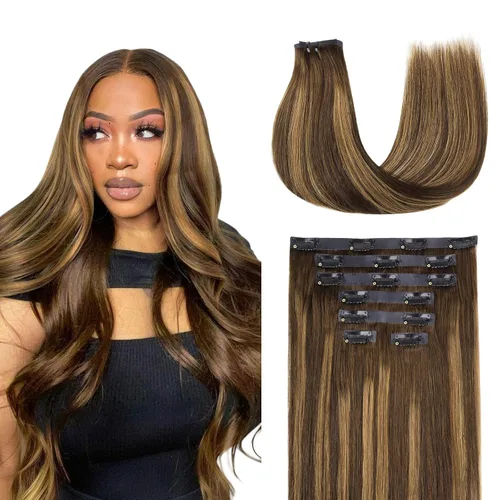 Vista 88 de Lashey Extensiones de cabello humano con clip, sin costuras, #1, color negro azabache, extensiones de cabello humano real, extensiones de cabello