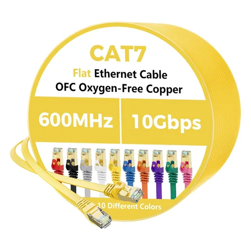 Vista 23 de Cable Ethernet Cat 7 de 0.6 pies, cable de Internet de alta velocidad de 10 Gbps, blindado SFTP, cobre puro OFC, cable de red LAN RJ45 CAT7