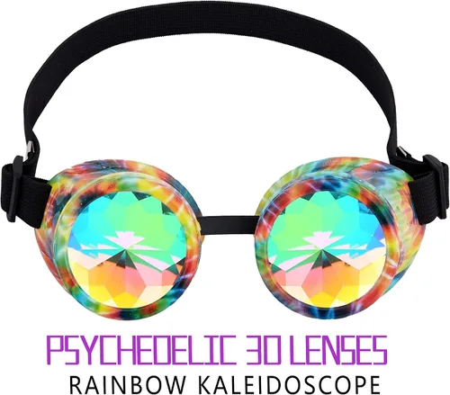 Vista 75 de Gafas de caleidoscopio retro con pinchos, gafas de cristal arcoíris steampunk estilo soldadura, gafas de cosplay punk