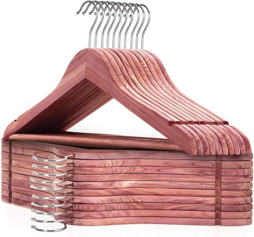 Vista 8 de TOPIA HANGER Perchas de madera para abrigos, paquete de 30 perchas de madera negra, gancho giratorio de 360° y muescas antideslizantes