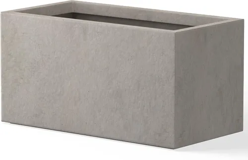 Vista 40 de Kante Macetero rectangular de hormigón de 23.2 pulgadas de largo, macetas grandes para interiores y exteriores con orificio de drenaje y tapón