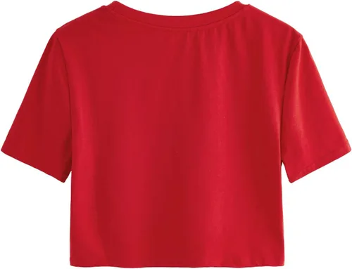 Vista 2 de SweatyRocks Camiseta básica básica de manga corta con cuello redondo para mujer