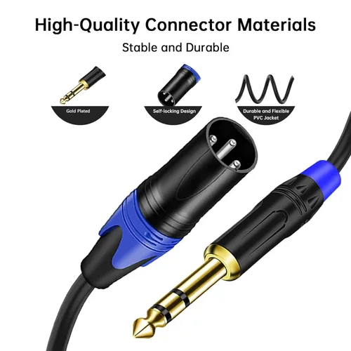 Vista 5 de Cable divisor XLR, cable de conexión en Y de 1 hembra a 2 machos, cable divisor de micrófono equilibrado, adaptador de audio (11.8 pulgadas)