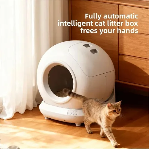 Vista 6 de Caja de arena autolimpiante para gatos de 78 litros Automática totalmente cerrada, control de aplicaciones, espacio extra grande Bandeja Blanco