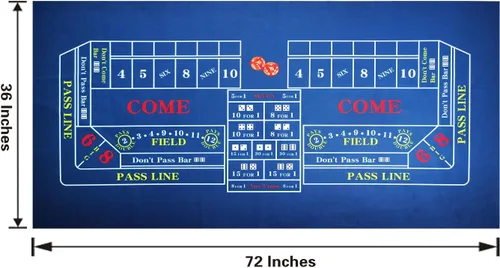 Vista 2 de 72 X 36 pulgadas Craps Casino Tabla Top Felt Layout Mat, 100% Durac impermeable, lavable y planchable (azul)