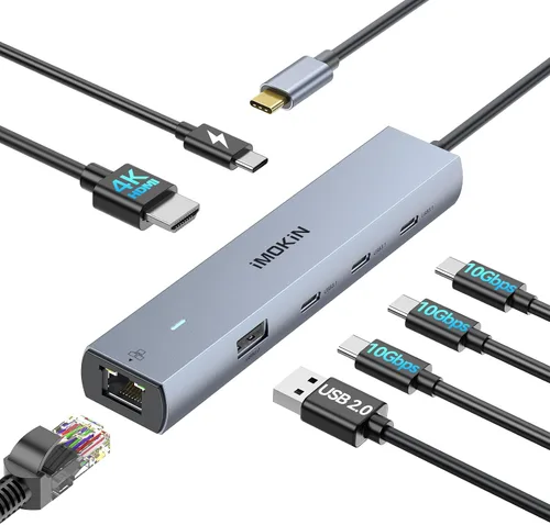 Vista 10 de Estación de acoplamiento, 18 en 1 USB C Docking Dtation 3 monitores para laptop Windows/MacBook Pro/Air/Thunderbolt 3 Dock con carcasa SSD 3 HDMI