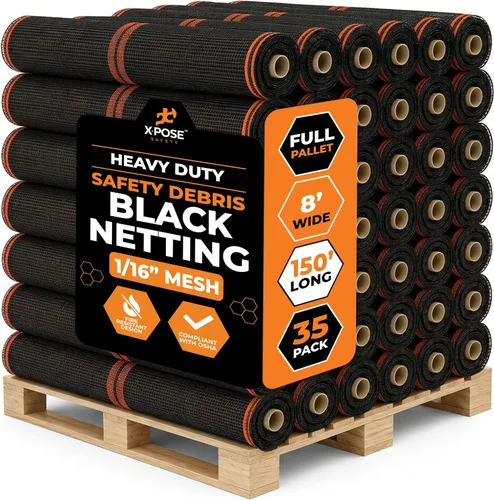 Vista 71 de Red de seguridad para construcción Xpose 8.5' x 150', 1/4" Mesh Scaffold Safety Net, Temporary Material Roll, Visibility Fence, Heavy-Duty Fire
