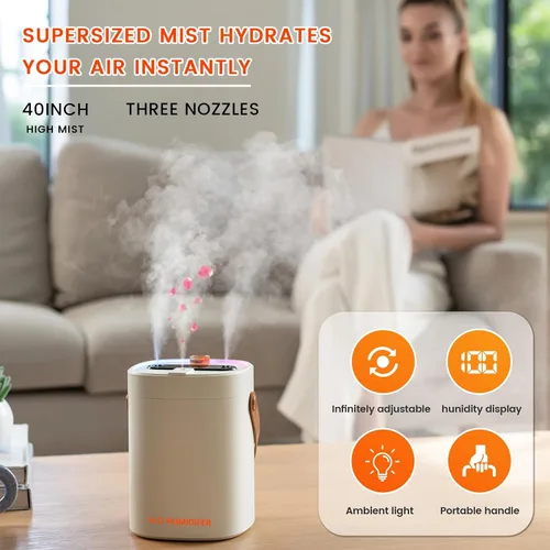 Vista 2 de Humidificador de 2L para dormitorio, humidificadores portátiles de niebla fría, ultra silencioso, 20 dB, humidificador de aire de llenado superior