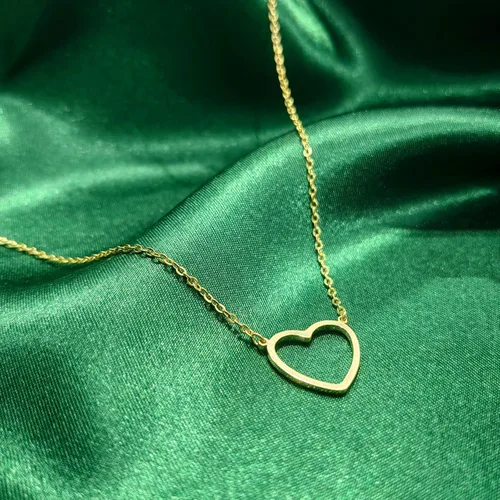 Vista 5 de Zeffy - Lindo collar de corazón chapado en plataoro de 18 quilates, collar de cadena con dije de corazón pequeño para mujer, joyas delicadas de oro