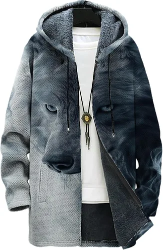 Vista 19 de Mens Hooded Cardigan Japanese Art Zip Up Long Sleeve Sweater Hoodie Dragon Print Coat with Pockets