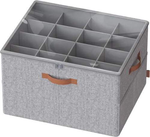 Vista 7 de SONGMICS Organizador de zapatos para armario, contenedor de almacenamiento de zapatos, cabe 16 pares, contenedor de tela con asas y cubierta