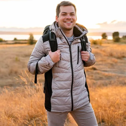 Vista 28 de Apricoat EcoDown Jacket - Chaqueta acolchada con capucha ligera y resistente al agua - Abrigo de invierno resistente al viento con aislamiento