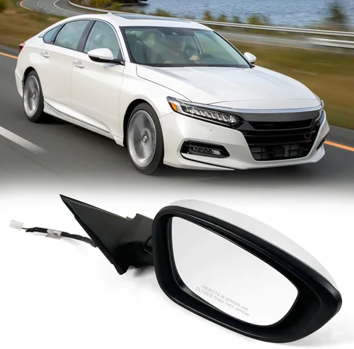 Vista 6 de Espejo de puerta lateral izquierdo para Honda Accord LX, Sport 2018-2022 丨 Eléctrico 丨 Sin calefacción, sin señal de giro, compatible con pintura
