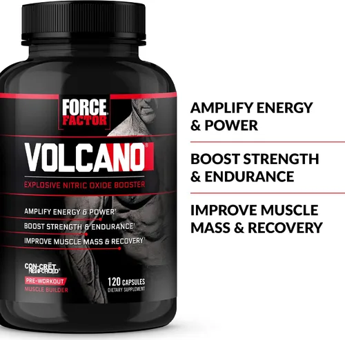 Vista 2 de Force Factor Volcano Pre-Entrenamiento Suplemento de Óxido Nítrico Booster para Hombres with Creatine and L-Citrulline to Help Boost Nitric Oxide