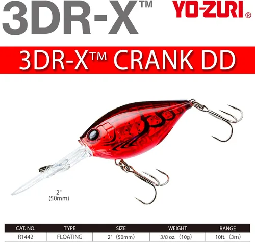 Vista 4 de Yo-Zuri R1442-TGCF: 3Dr-X Crank Dd (Deep Diver) (F) 50Mm 2", cangrejo verde translúcido