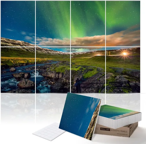 Vista 29 de PINWELIFE® Paneles acústicos de arte de pared, paneles absorbentes a prueba de sonido, para el hogar y la oficina, amortiguación decorativa
