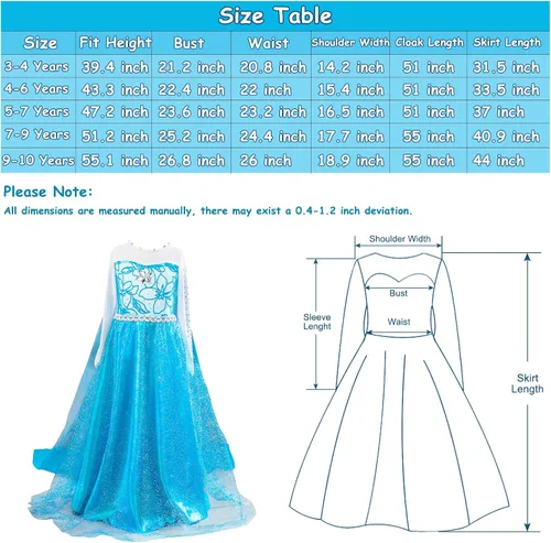 Vista 6 de guest dream Disfraz de princesa Elsa para niñas disfraz de princesa con accesorios para fiesta Halloween Navidad cosplay