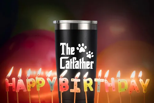 Vista 4 de MASGALACC Regalos de Papá Gato para Hombres - Taza de Padre para Amante Dueño Regalo del Día del Padre Taza de Café - Vaso Térmico de Acero