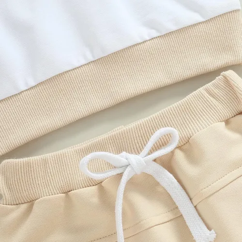 Vista 6 de Conjunto de ropa para niños pequeños, sudadera de retazos, manga larga, pantalones sólidos, para otoño e invierno
