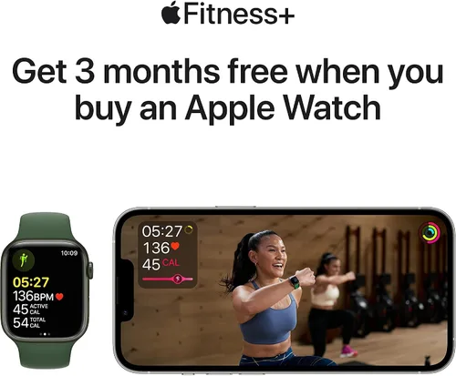 Vista 6 de Apple Watch - Serie 7 con GPS y caja de aluminio Starlight de 1.77 pulgadas (45mm) con correa deportiva Starlight, tamaño regular