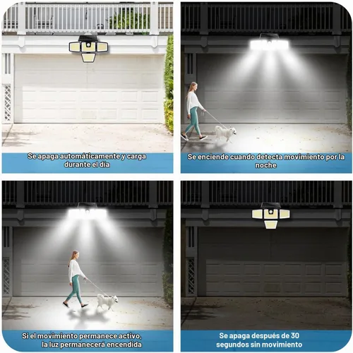 Vista 7 de AmeriTop Luces Solares para Exteriores, Paquete de 2 Luces LED de Alto Brillo Inalámbricas con Sensor de Movimiento Solar; 4 Cabezales Ajustables