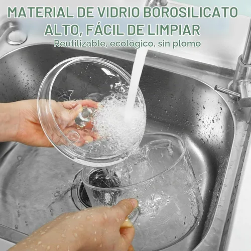Vista 7 de Yardwe Olla de vidrio, 1.4 cuartos de galón resistente al calor para estufa, utensilios de cocina de vidrio transparente para popurrí, pasta