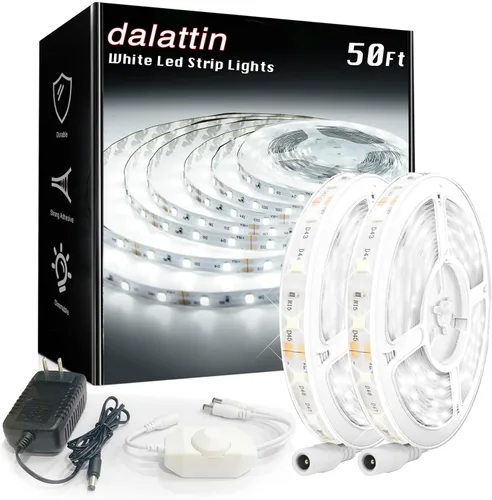 Vista 7 de dalattin - Tira de luces LED blancas de 100 pies, tira de luces LED regulable de 24V, 6500K, luz blanca diurna de 1800 LEDs para dormitorio, espejo