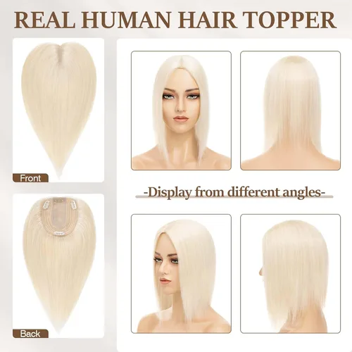 Vista 72 de Rich Choices Pelucas con topper de cabello para mujeres, cabello humano real 100% Remy, sin flequillo, para mujeres con adelgazamiento en la parte