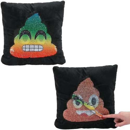 Vista 2 de Fun Express Almohada de Emoji de 14" con lentejuelas de arcoíris