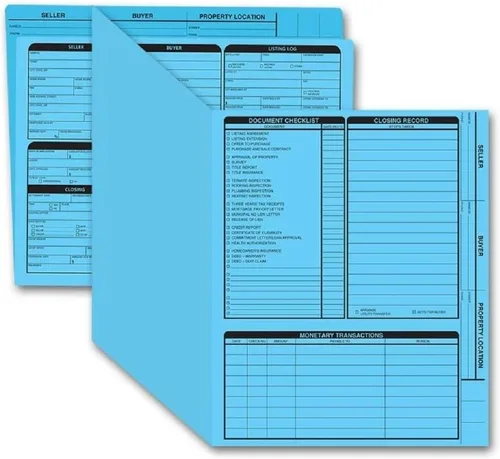Vista 8 de Carpeta de listado de bienes raíces, panel derecho, tamaño legal, soporte para documentos, preimpreso con lista de verificación de cierre y tarjeta