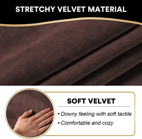 Vista 3 de PrinceDeco Funda para silla reclinable, fundas elásticas de terciopelo para sofá reclinable, estilo de 4 piezas, fundas para sillas reclinables
