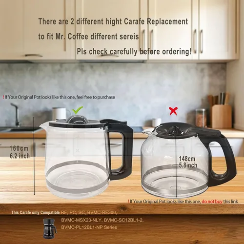 Vista 3 de Repuesto de cafetera de 12 tazas compatible con modelos de cafetera Mr. Coffee Maker RF, LM, PC, SC Series BVMC-RF300, BVMC-MSX23-NLY, BVMC-MMX23
