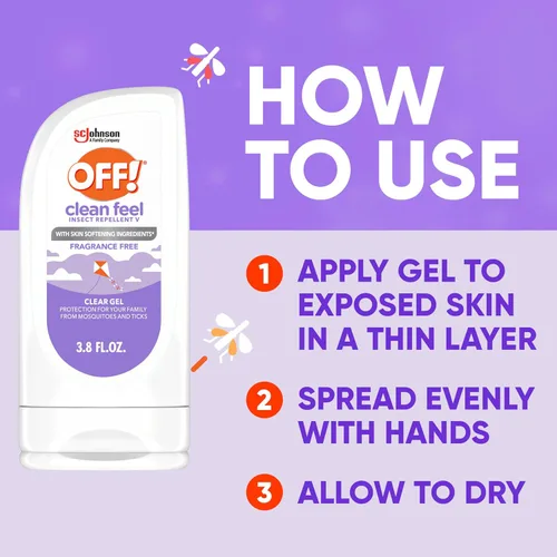 Vista 5 de OFF! Clean Feel - Gel transparente repelente de insectos con 20% de picaridina, protección sin DEET contra mosquitos y garrapatas, control de plagas