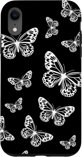 Vista 25 de Cute White Butterflies Black Background Case for iPhone 17