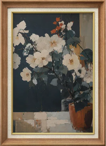 Vista 322 de MUDECOR Lienzo enmarcado prémium para pared, pinos nevados en bosque de invierno, ilustraciones modernas, arte contemporáneo, escénico, divertido